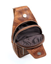 WEST CROSSPACK SERİSİ - DERİ ÇAPRAZ OMUZ ÇANTASI - KAHVE