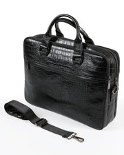 EVEREST SERİSİ - DERİ LAPTOP VE EVRAK ÇANTASI - SNAKE DESENLİ- SİYAH