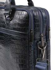 EVEREST SERİSİ - DERİ LAPTOP VE EVRAK ÇANTASI - SNAKE DESENLİ-LACİVERT