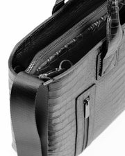 MİSTİRAL SERİSİ - DERİ LAPTOP VE EVRAK ÇANTASI - SNAKE DESENLİ -SİYAH