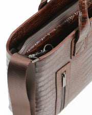 MİSTİRAL SERİSİ - DERİ LAPTOP VE EVRAK ÇANTASI - SNAKE DESENLİ - KAHVE