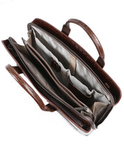 MİSTİRAL SERİSİ - DERİ LAPTOP VE EVRAK ÇANTASI - SNAKE DESENLİ - KAHVE