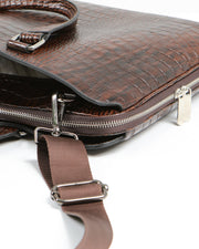 ORİON SERİSİ - DERİ LAPTOP VE EVRAK ÇANTASI - SNAKE DESENLİ - ACI KAHVE