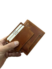 DİKEY KANGURU SERİSİ DERİ CÜZDAN - FINDIK KAHVE