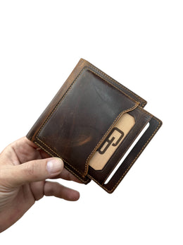 DİKEY KANGURU SERİSİ DERİ CÜZDAN - KOYU KAHVE