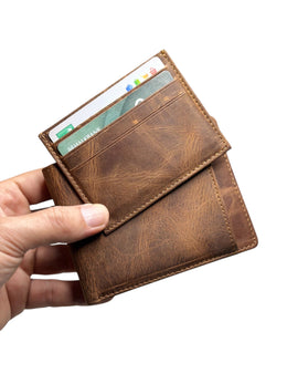 KANGURU SERİSİ DERİ CÜZDAN - FINDIK KAHVE